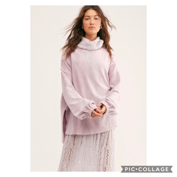NWT Free People Someday Sweatshirt in Lilac Combo - Picture 2 of 9